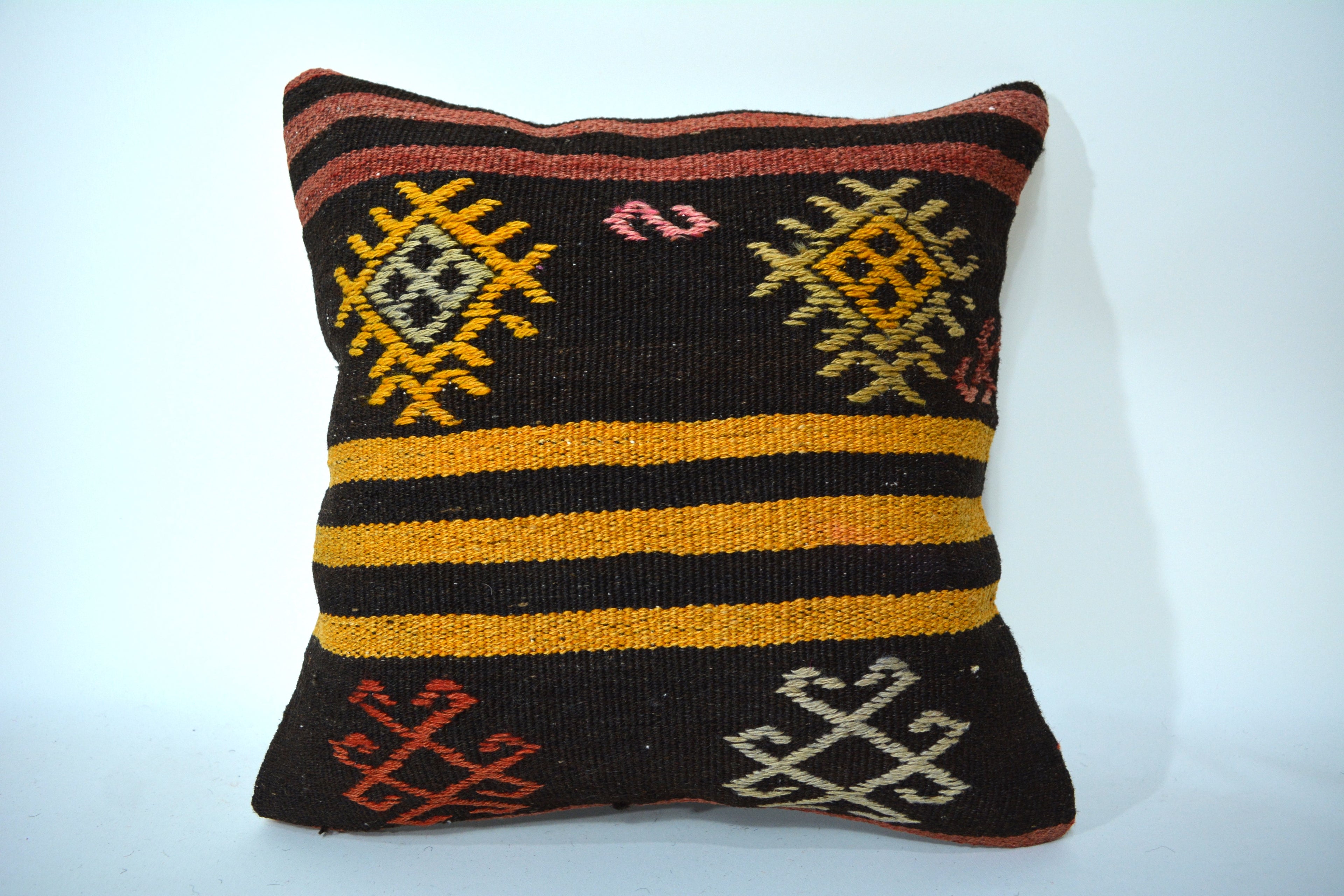 Decoratief Kussen van Hergebruikte Kelim 40x40cm. // 16x16in.