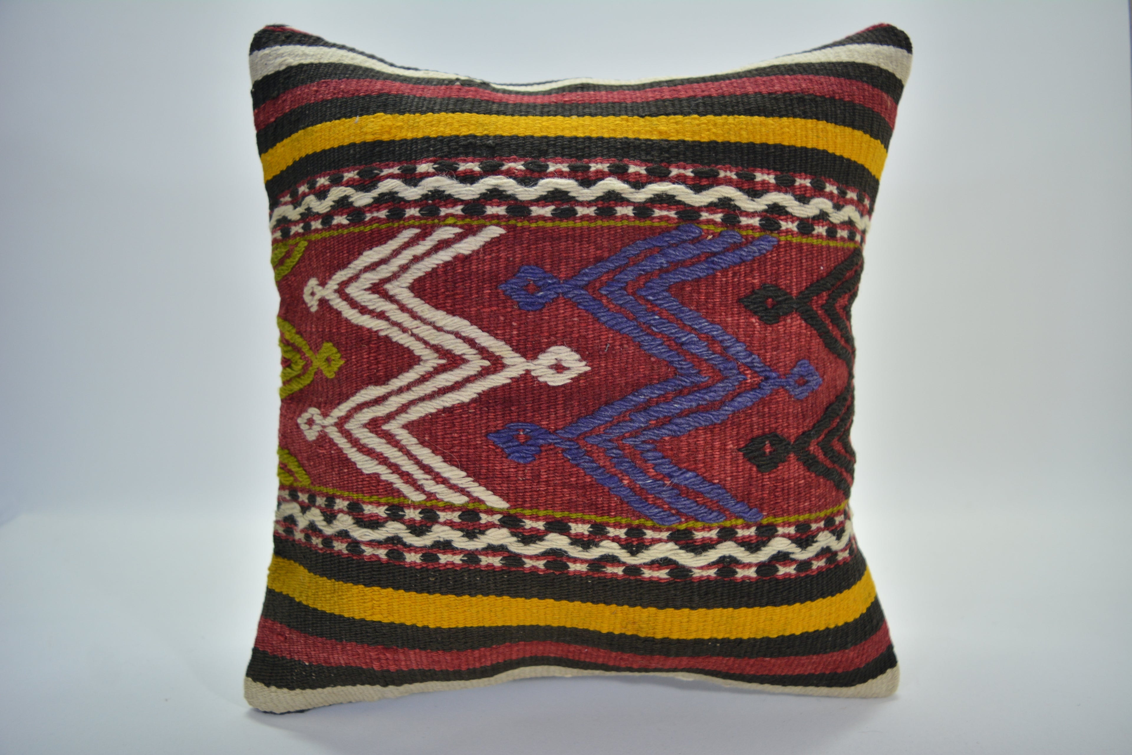 Decoratief Kussen van Hergebruikte Kelim 40x40cm. // 16x16in.
