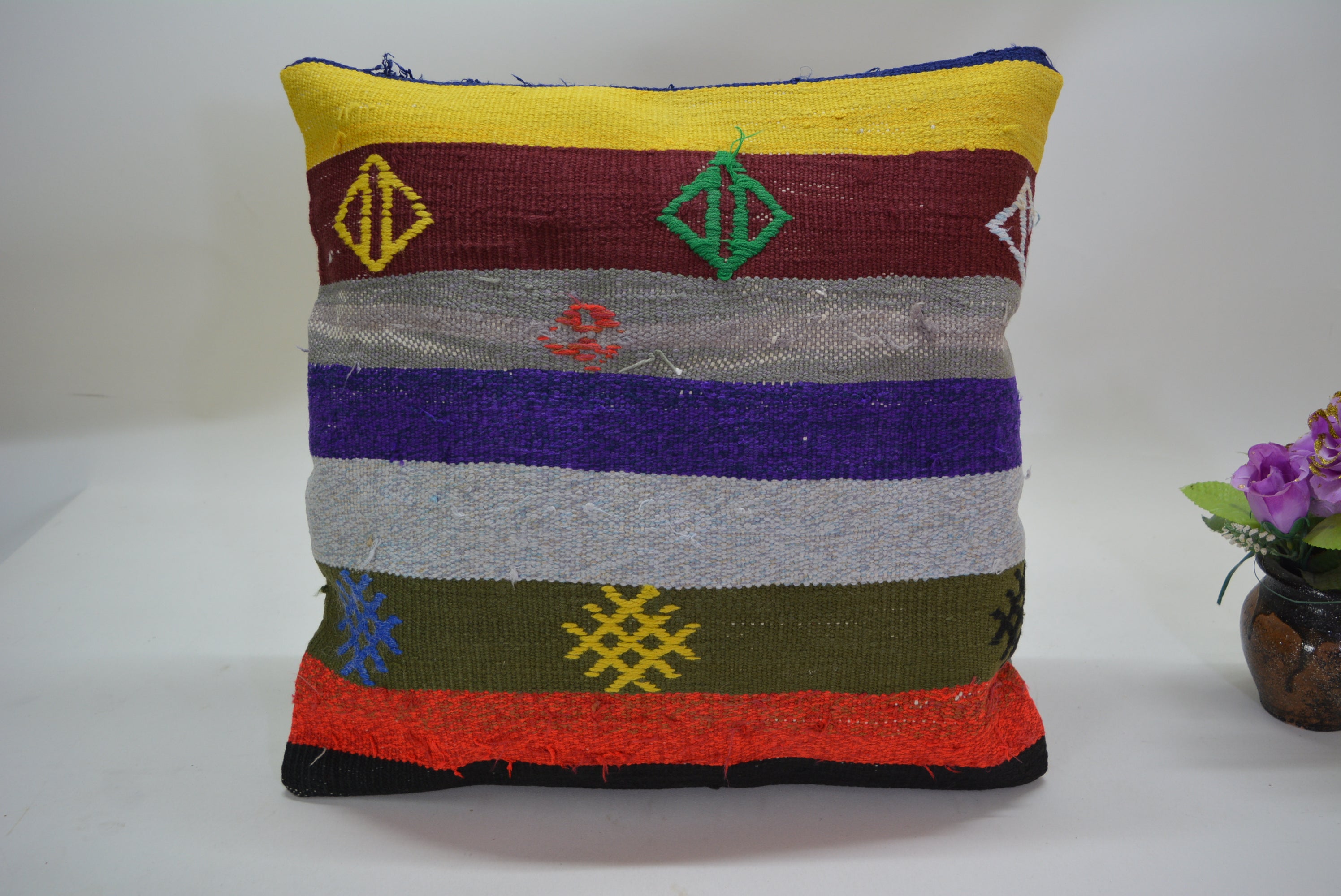 Exclusieve Boho Stijl Kelim Kussenhoes 40x40cm. // 16x16in.