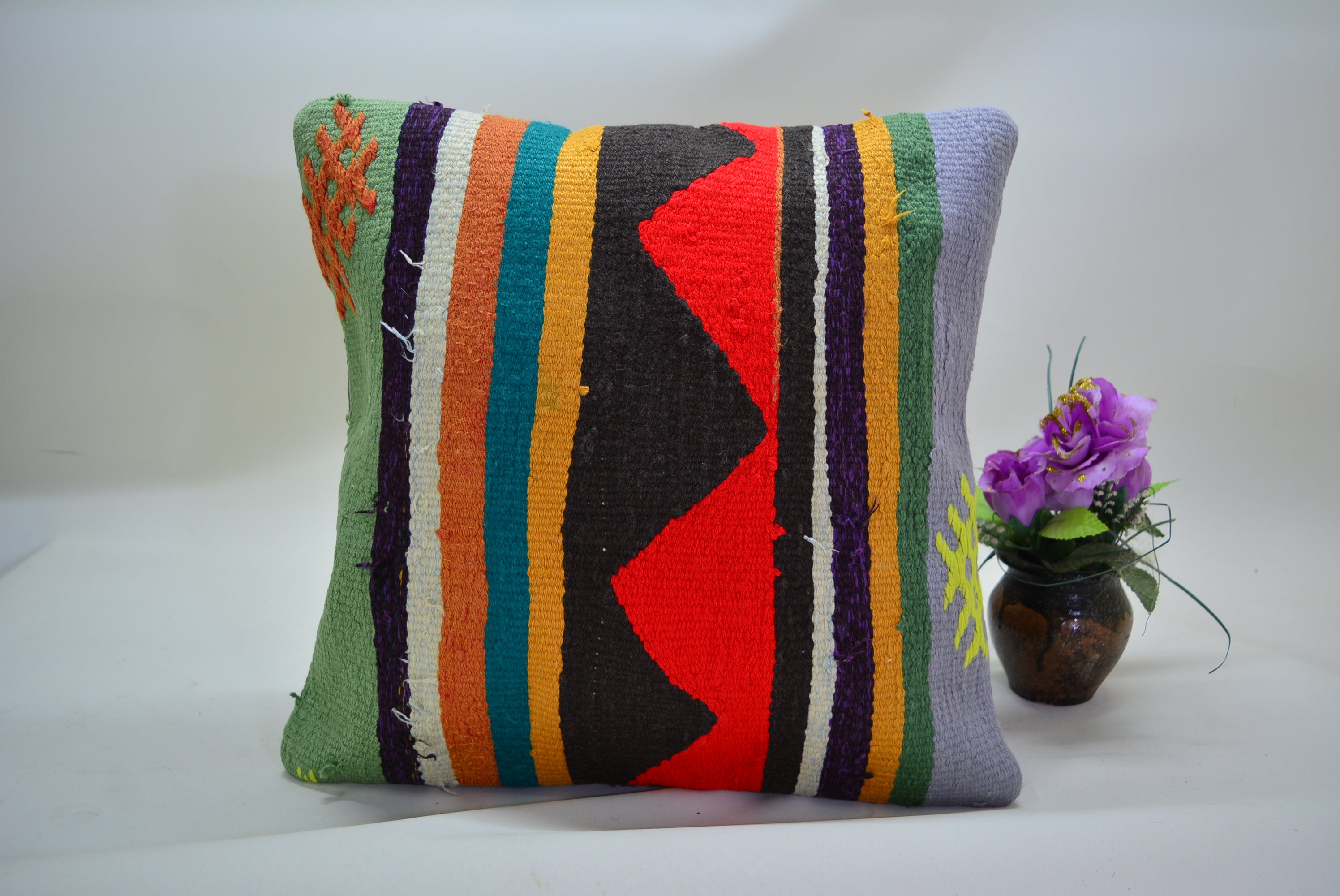 Exclusieve Boho Stijl Kelim Kussenhoes 40x40cm. // 16x16in.