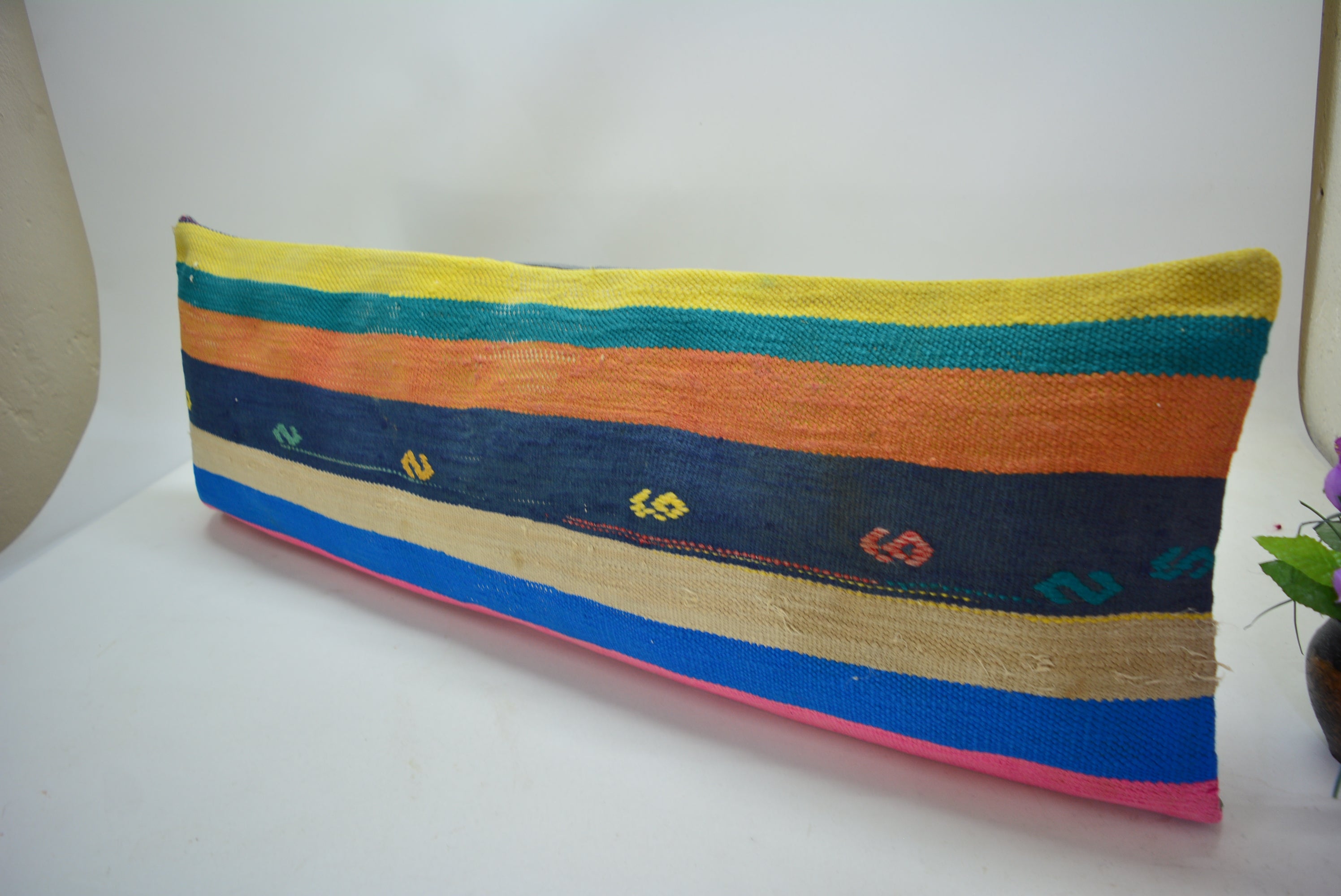 Exclusief Bohemian Stijl Kussen van Oorspronkelijk Handgeweven Kelim 30x90cm. // 12x35in.