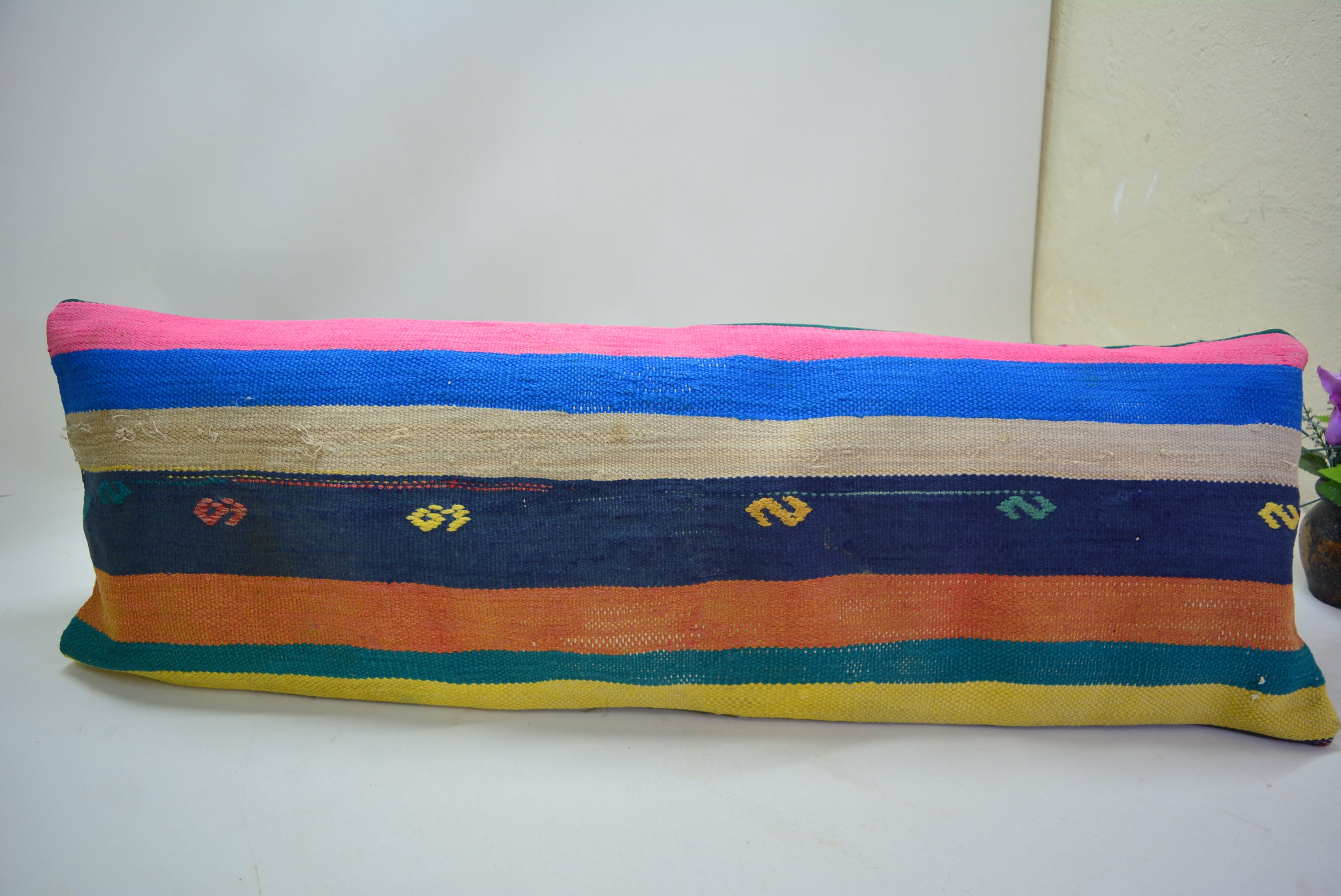 Exclusief Bohemian Stijl Kussen van Oorspronkelijk Handgeweven Kelim 30x90cm. // 12x35in.