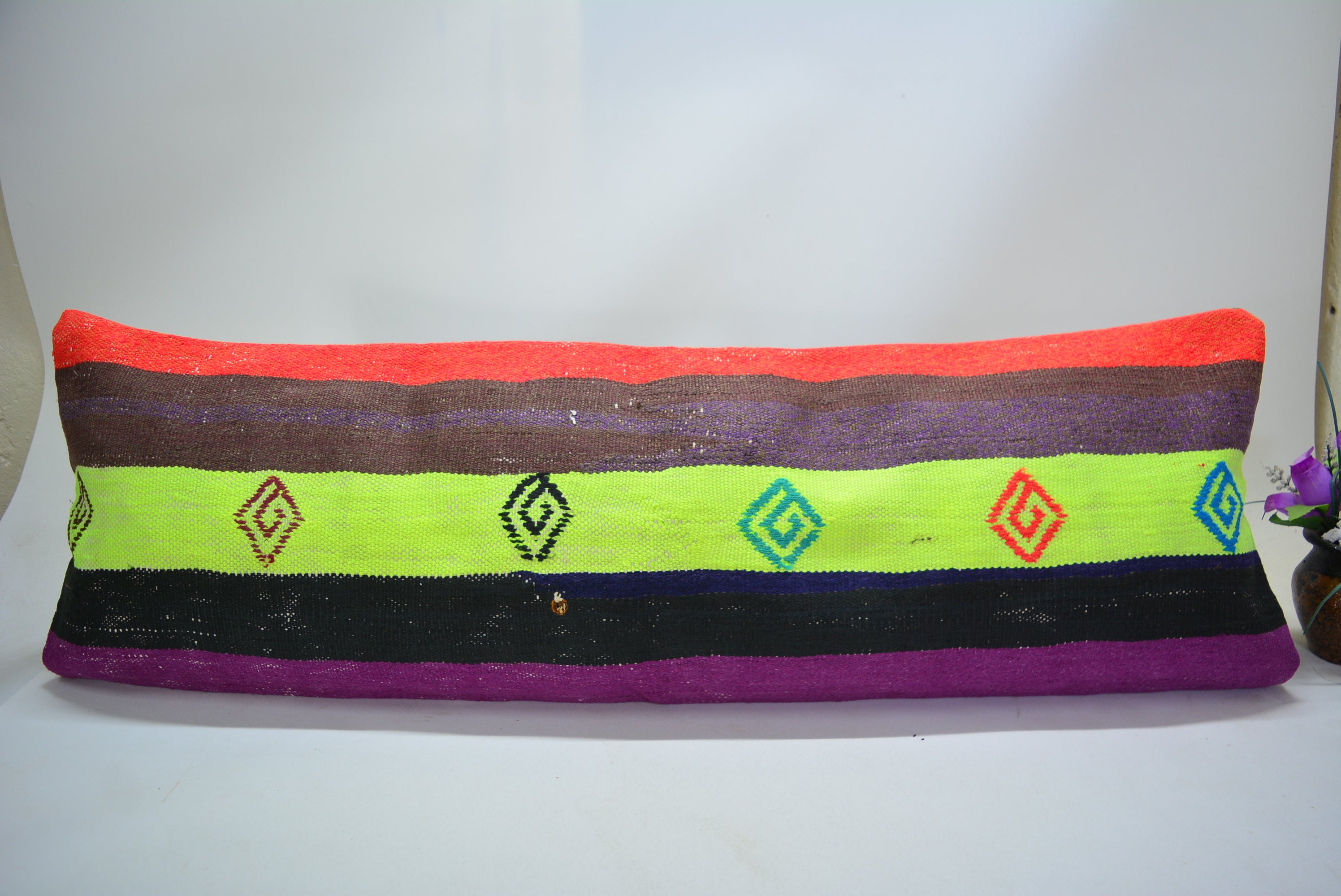 Bohemian Handgeweven Kelim Kussen 30x90cm. // 12x35in. Exclusief