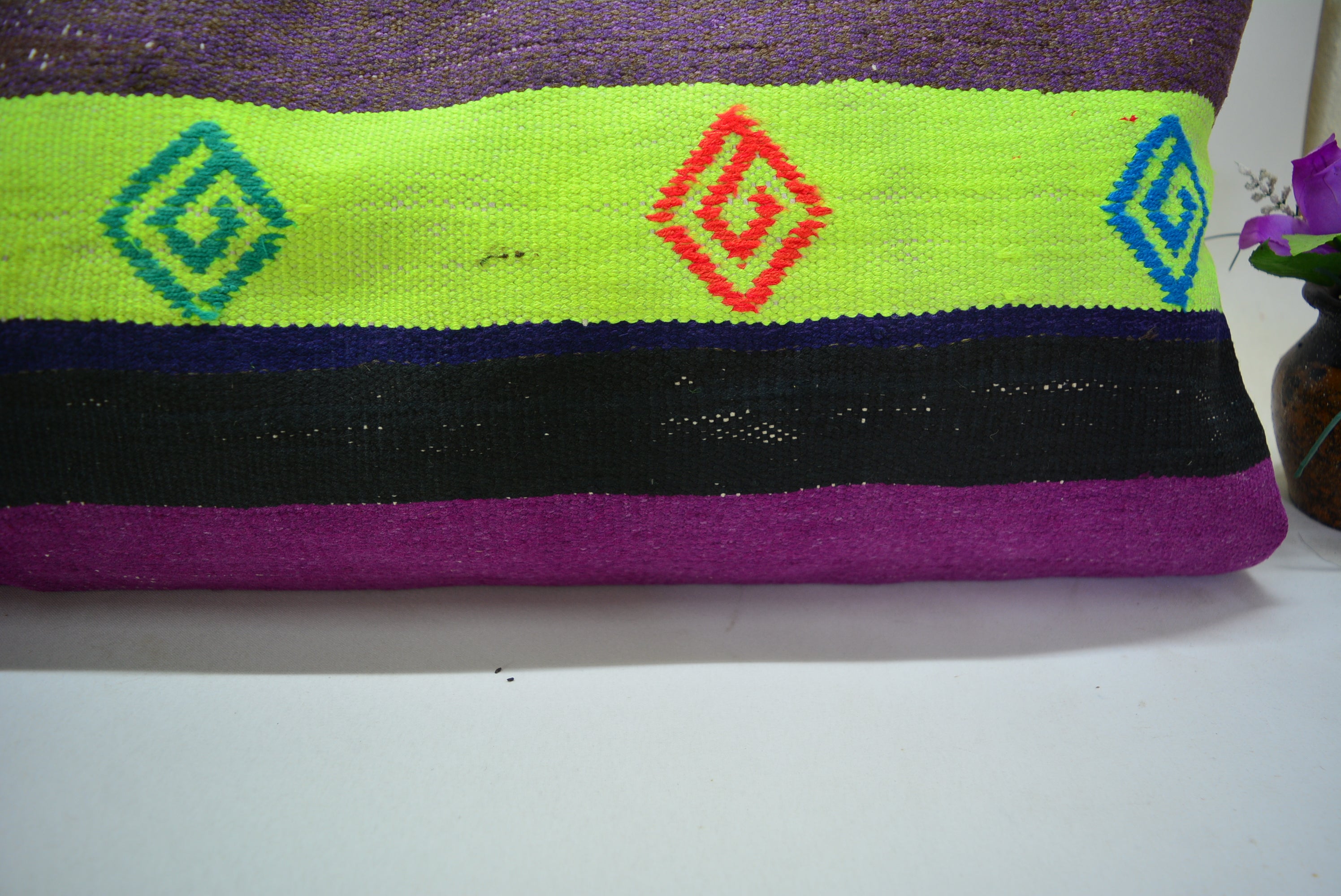 Bohemian Handgeweven Kelim Kussen 30x90cm. // 12x35in. Exclusief