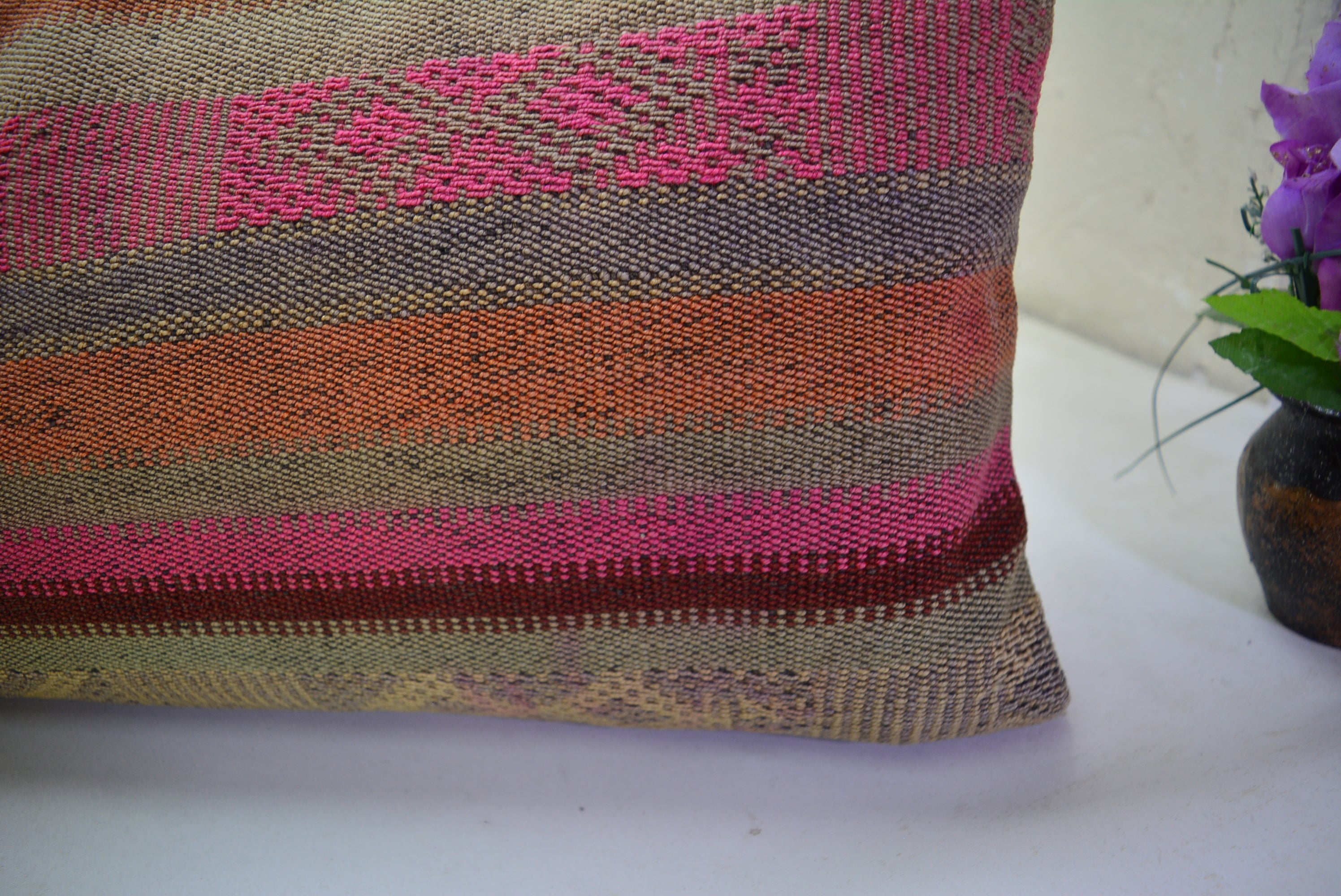 Exclusief Bohemian Stijl Kussen van Oorspronkelijk Handgeweven Kelim 30x90cm. // 12x35in.
