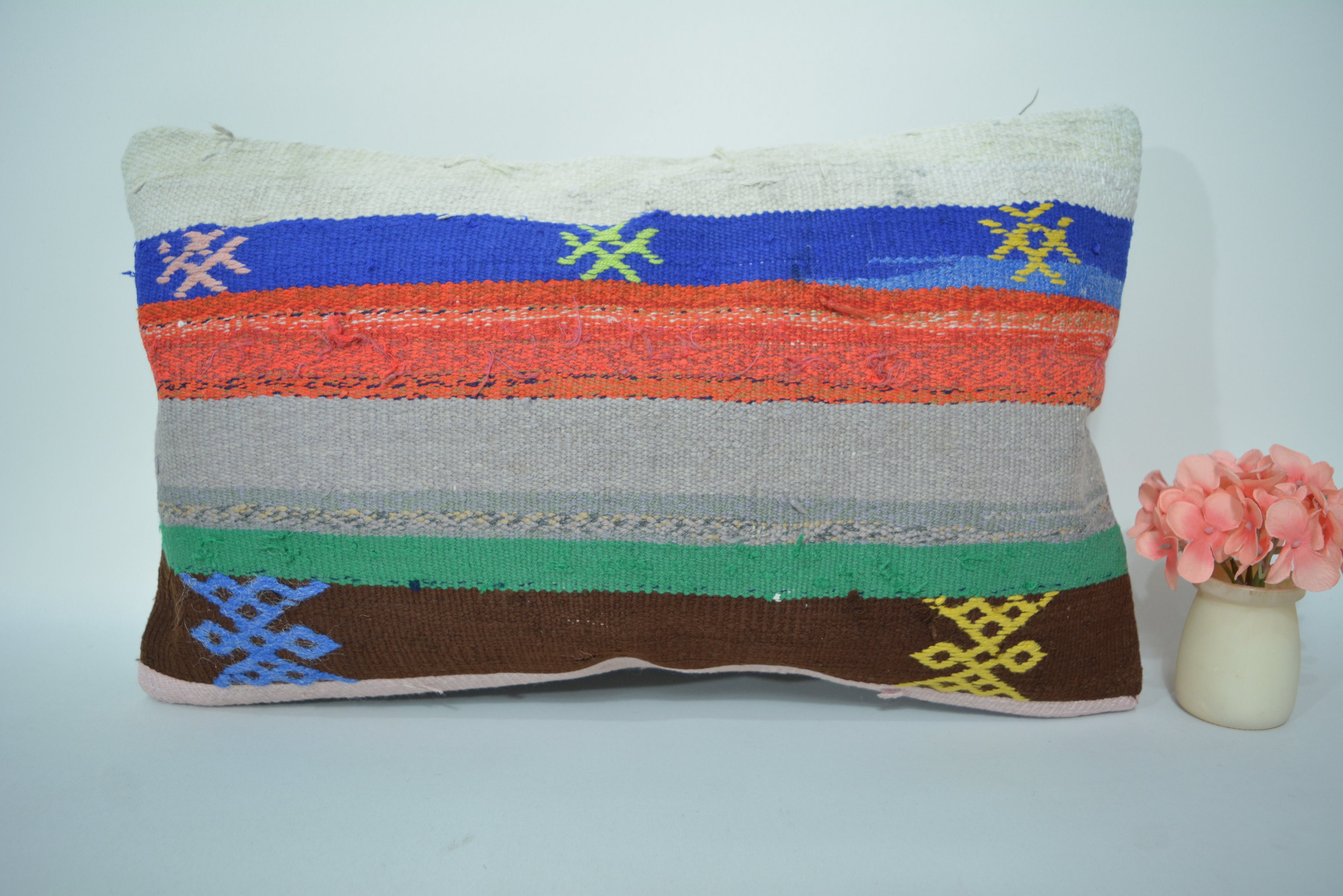 Authentiek Kelim Sierkussen 30x50cm. // 12x20in. Met de Hand Gemaakt uit Originele Tapijten