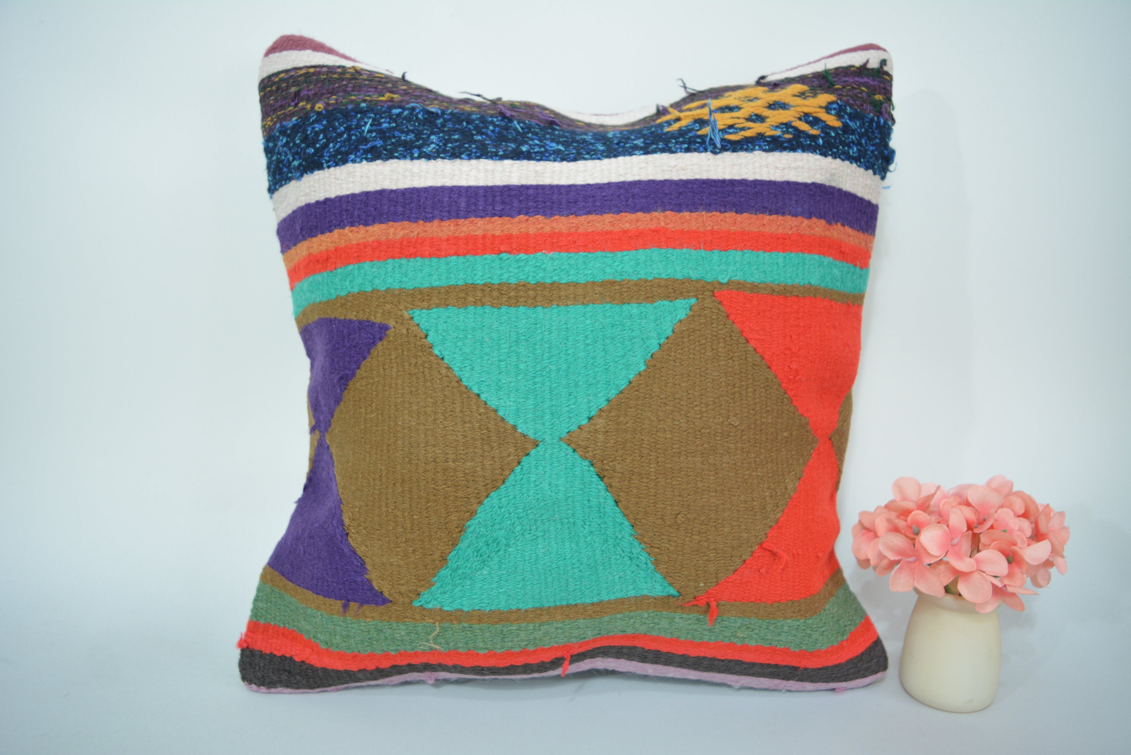 Exclusieve Boho Stijl Kelim Kussenhoes 40x40cm. // 16x16in.