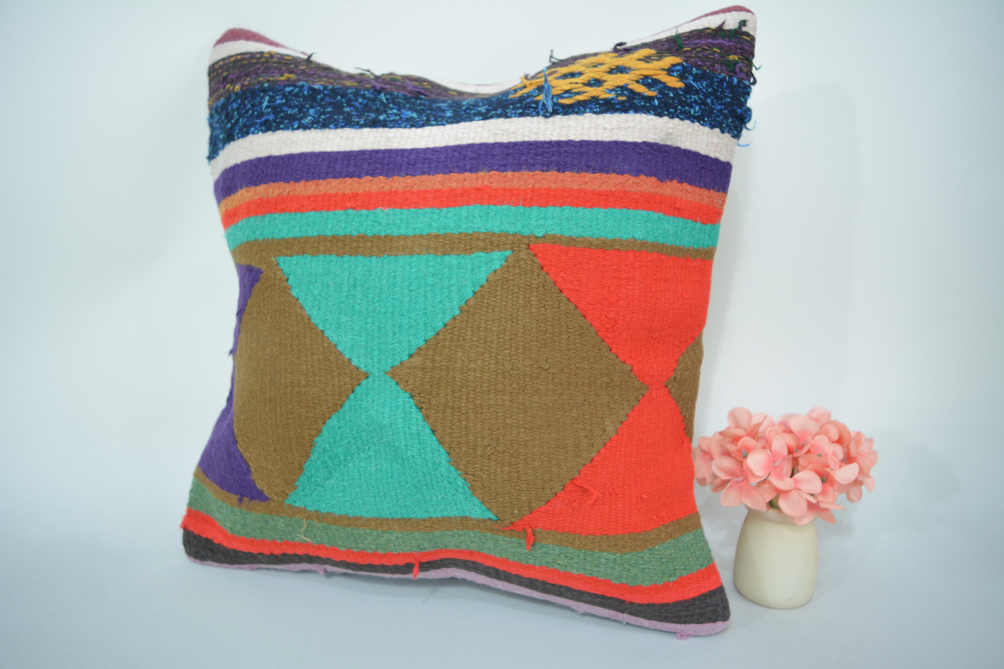 Exclusieve Boho Stijl Kelim Kussenhoes 40x40cm. // 16x16in.