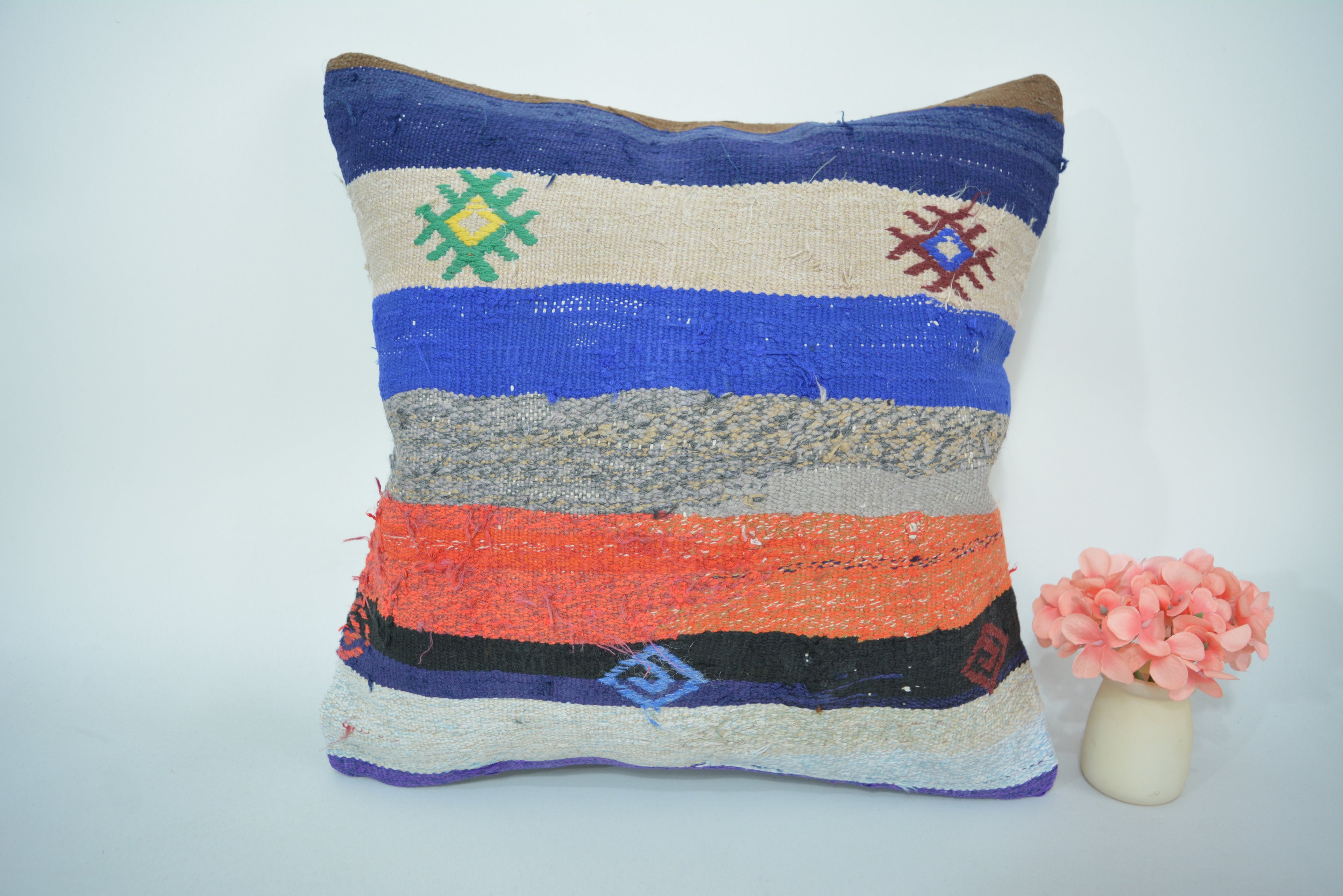 Exclusieve Boho Stijl Kelim Kussenhoes 40x40cm. // 16x16in.