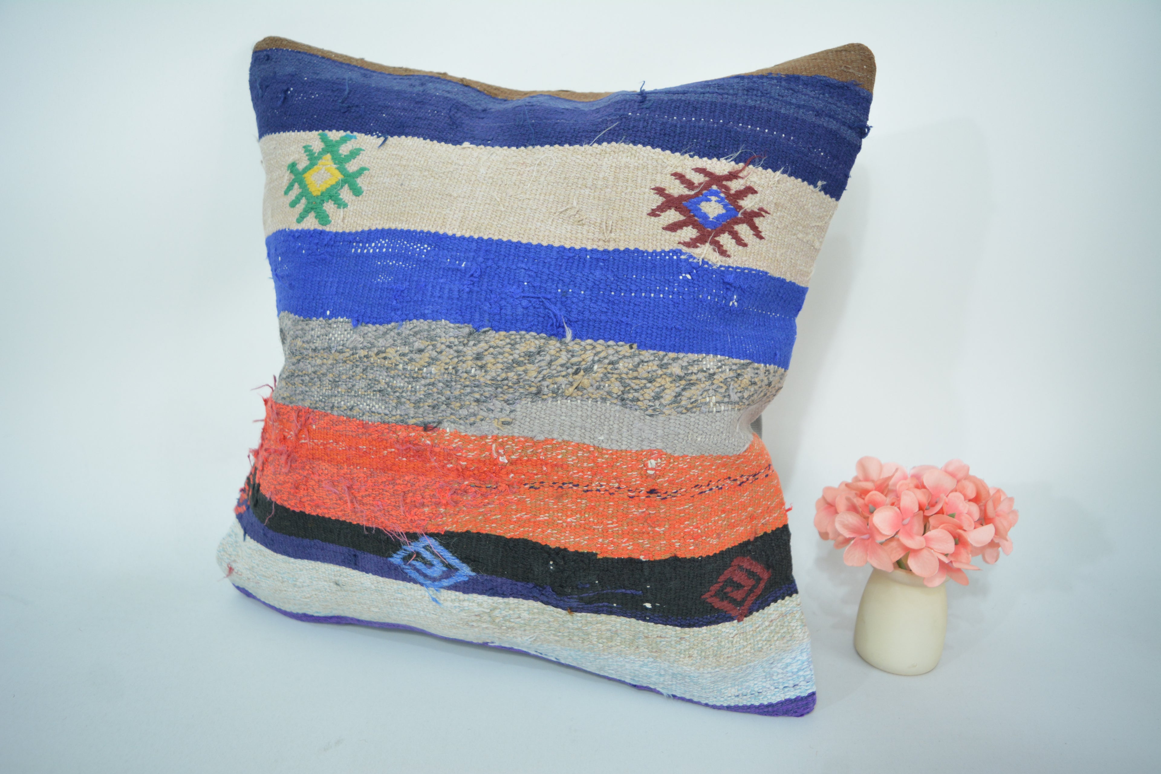 Exclusieve Boho Stijl Kelim Kussenhoes 40x40cm. // 16x16in.