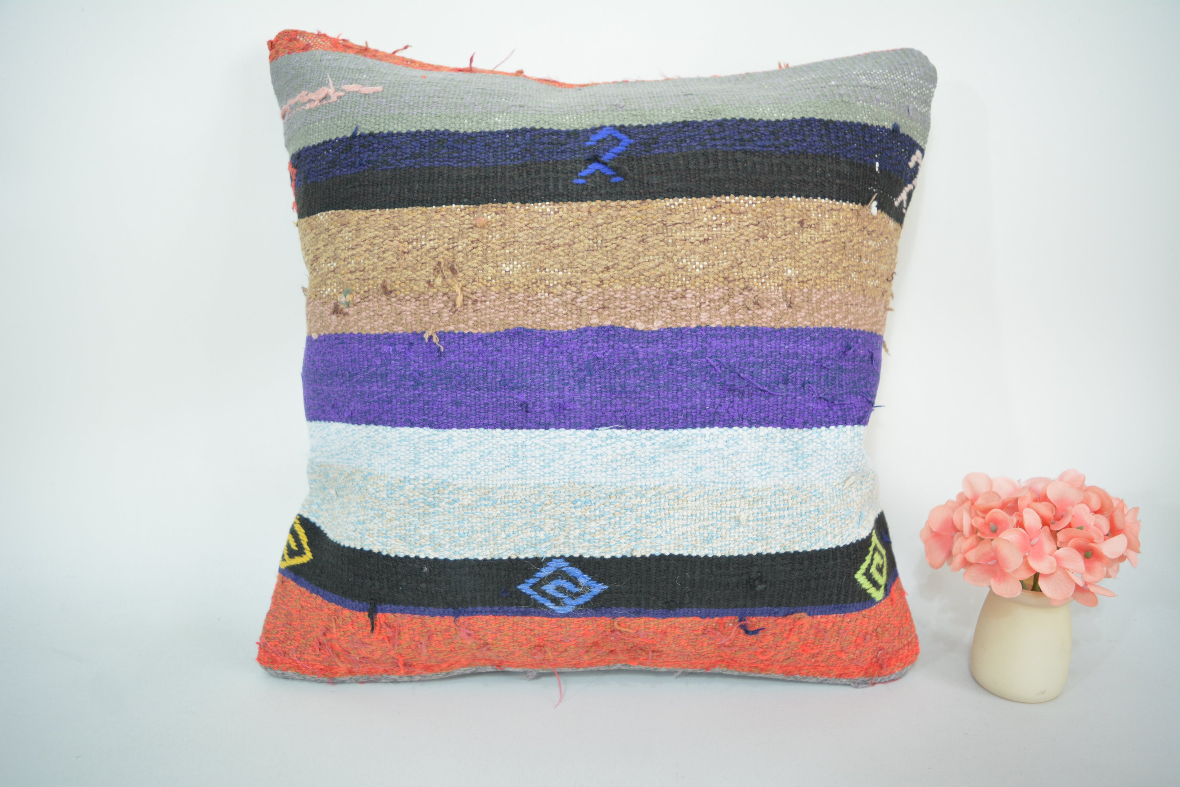 Exclusieve Boho Stijl Kelim Kussenhoes 40x40cm. // 16x16in.