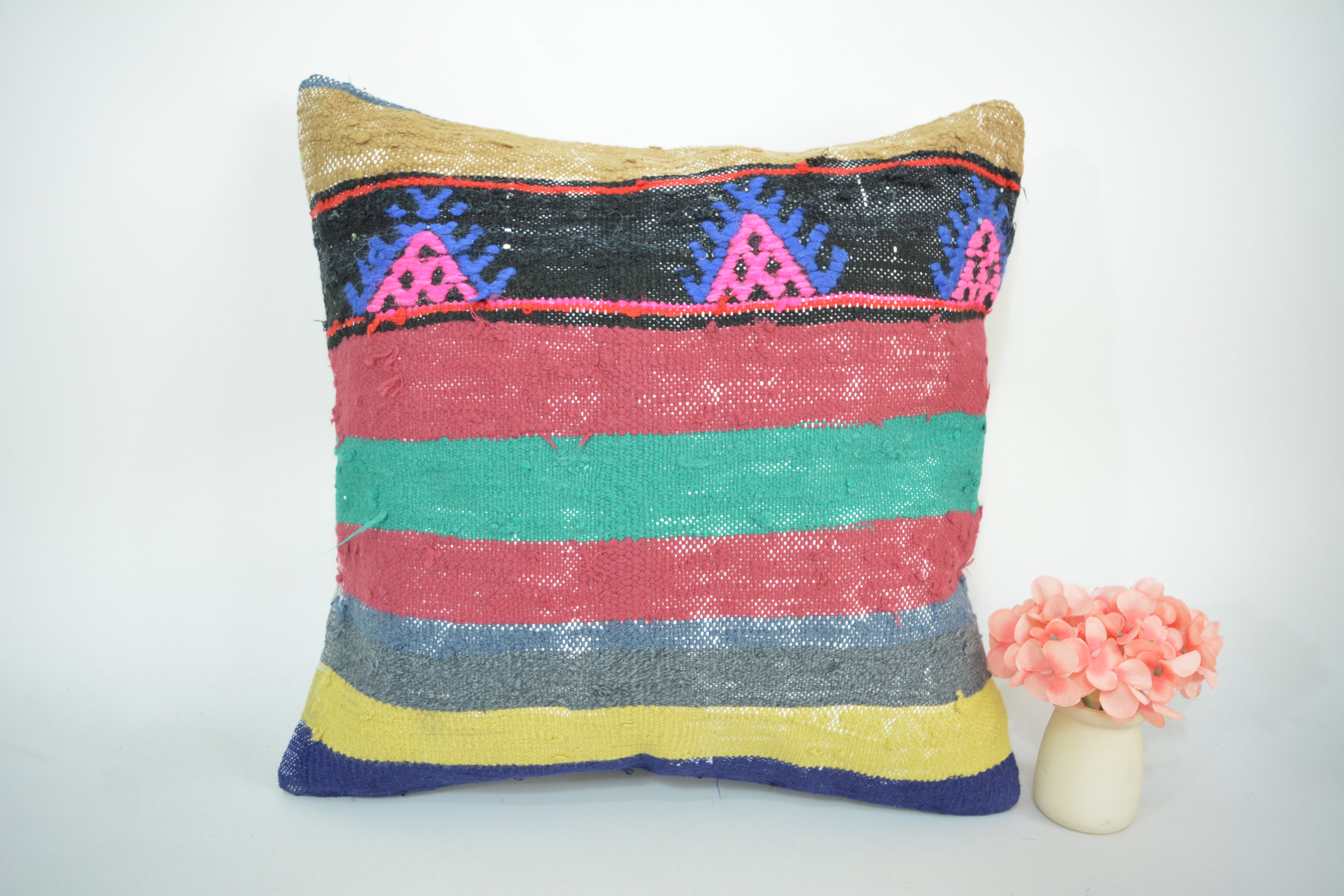 Exclusieve Boho Stijl Kelim Kussenhoes 40x40cm. // 16x16in.