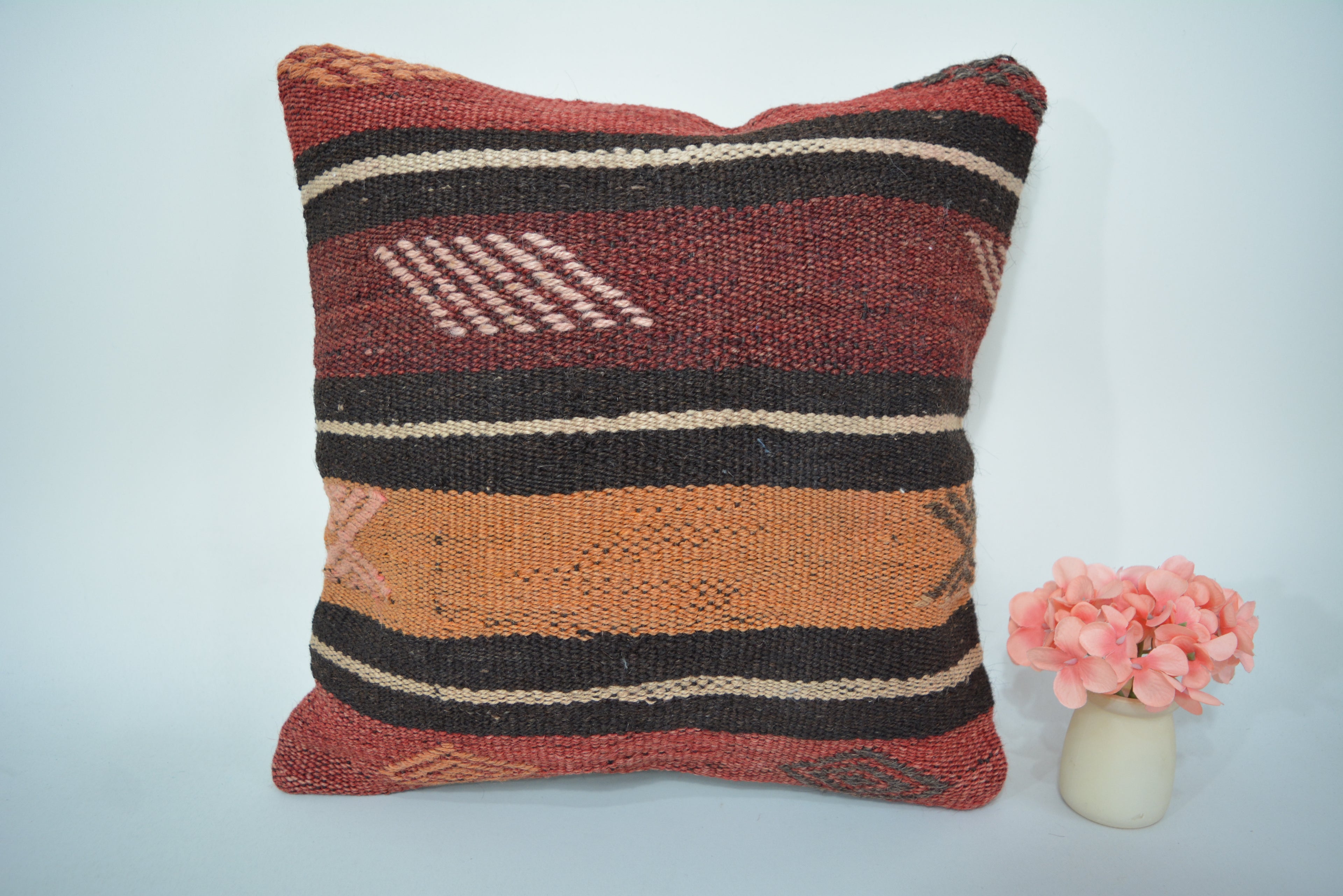 Exclusieve Boho Stijl Kelim Kussenhoes 40x40cm. // 16x16in.