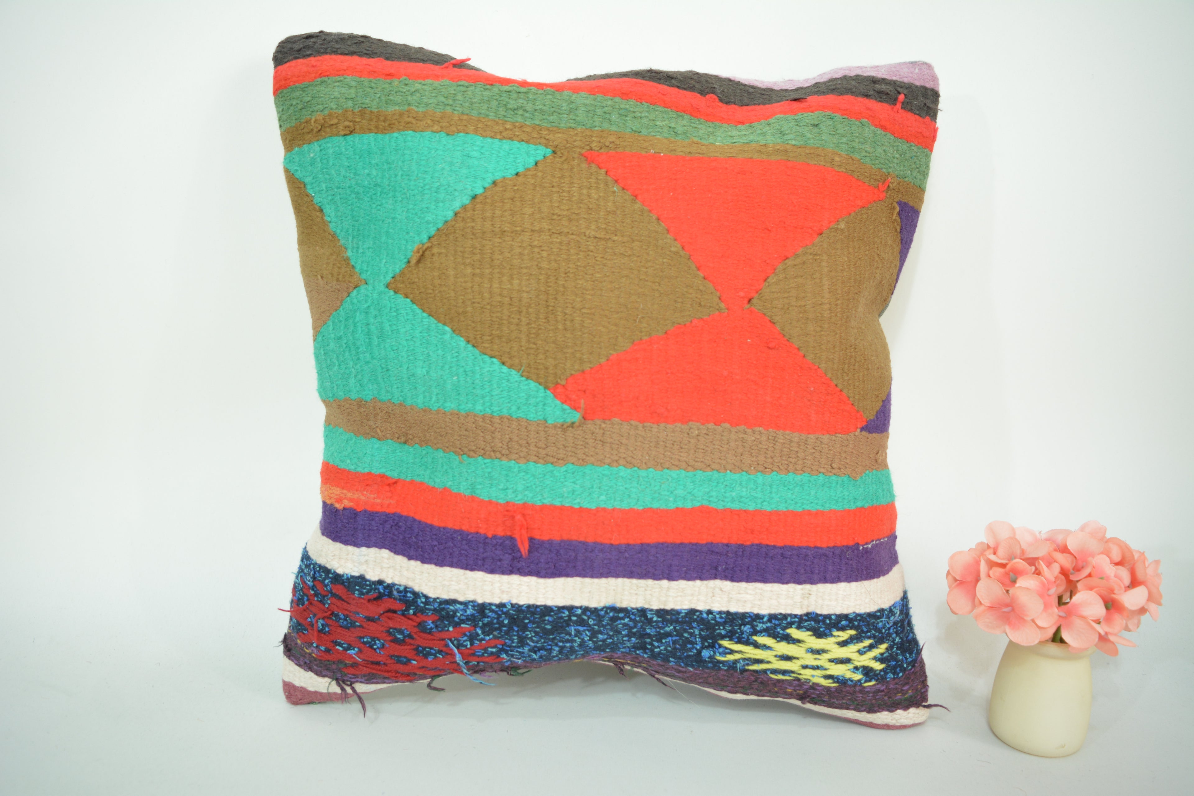 Exclusieve Boho Stijl Kelim Kussenhoes 40x40cm. // 16x16in.