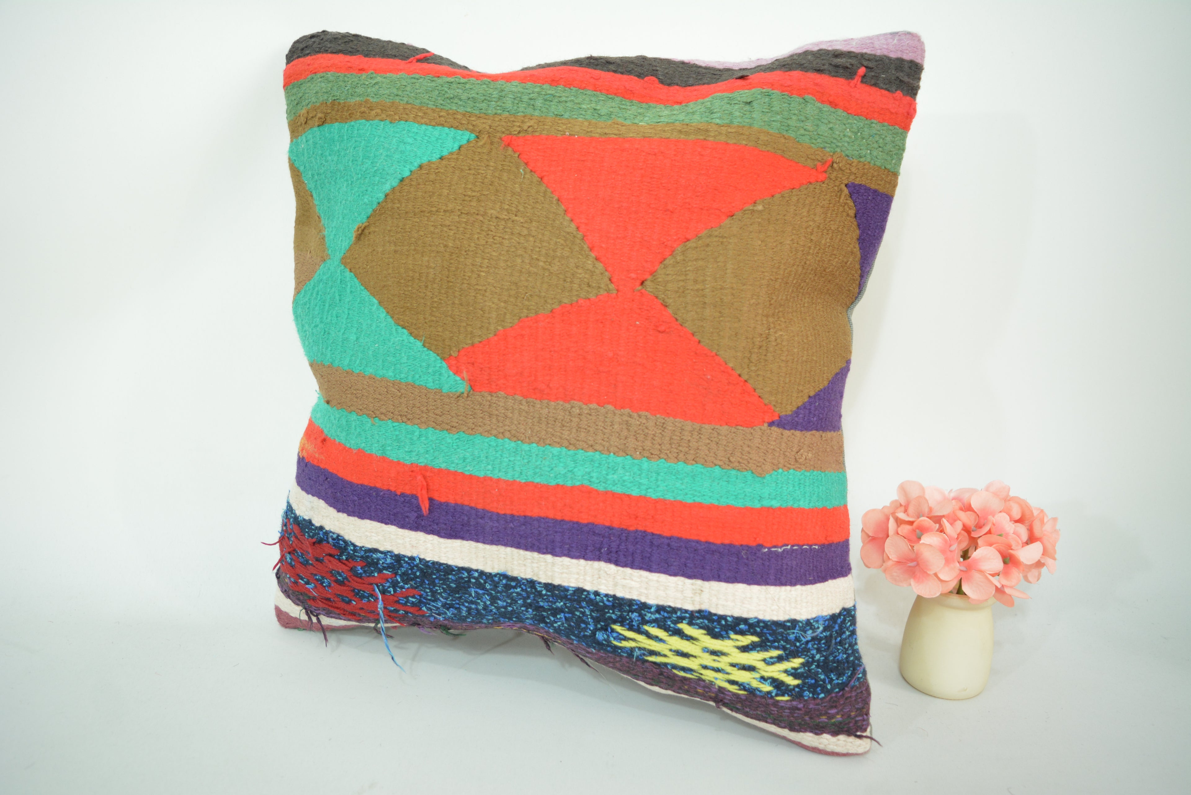 Exclusieve Boho Stijl Kelim Kussenhoes 40x40cm. // 16x16in.