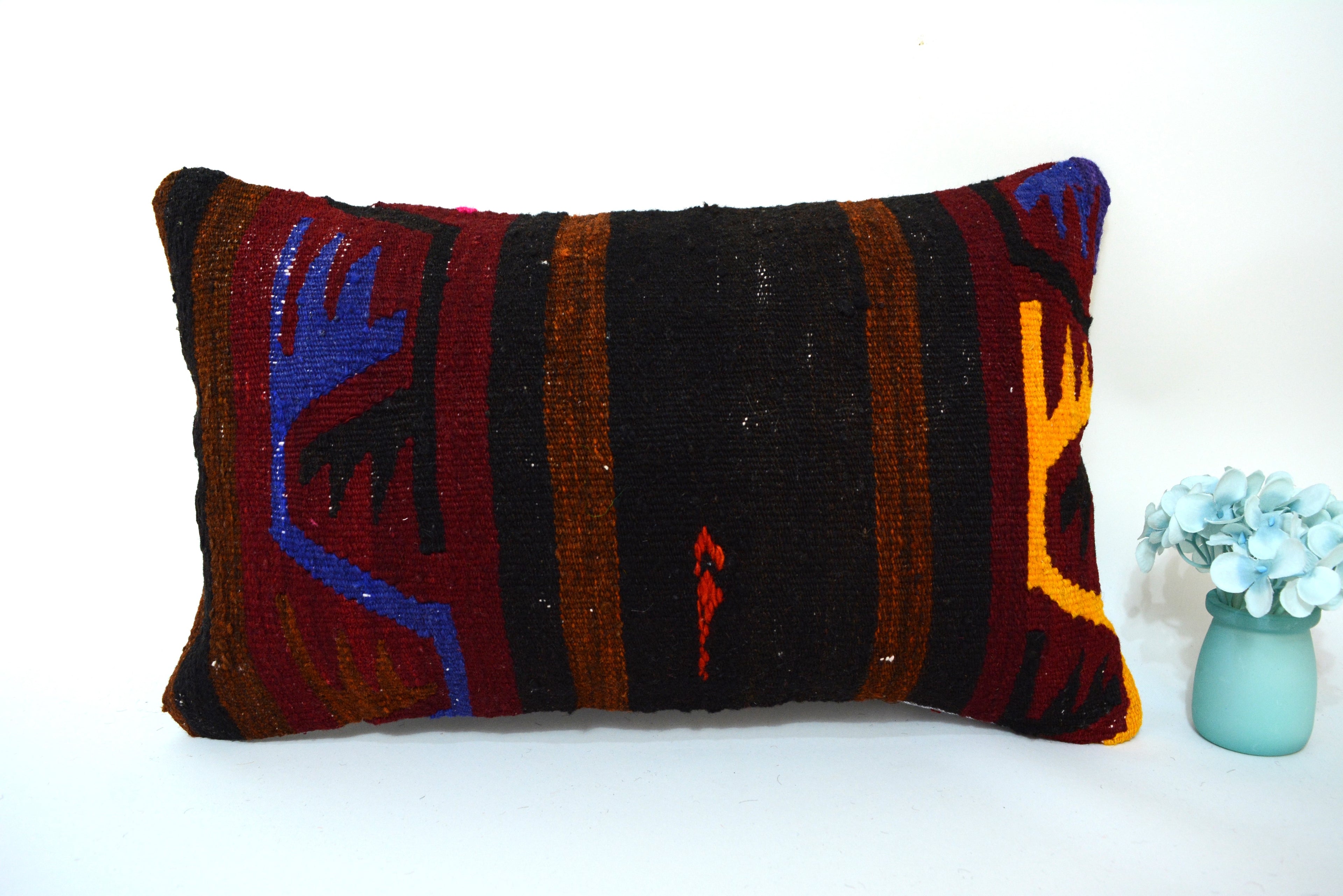 Authentiek Kelim Sierkussen 30x50cm. // 12x20in. Met de Hand Gemaakt uit Originele Tapijten