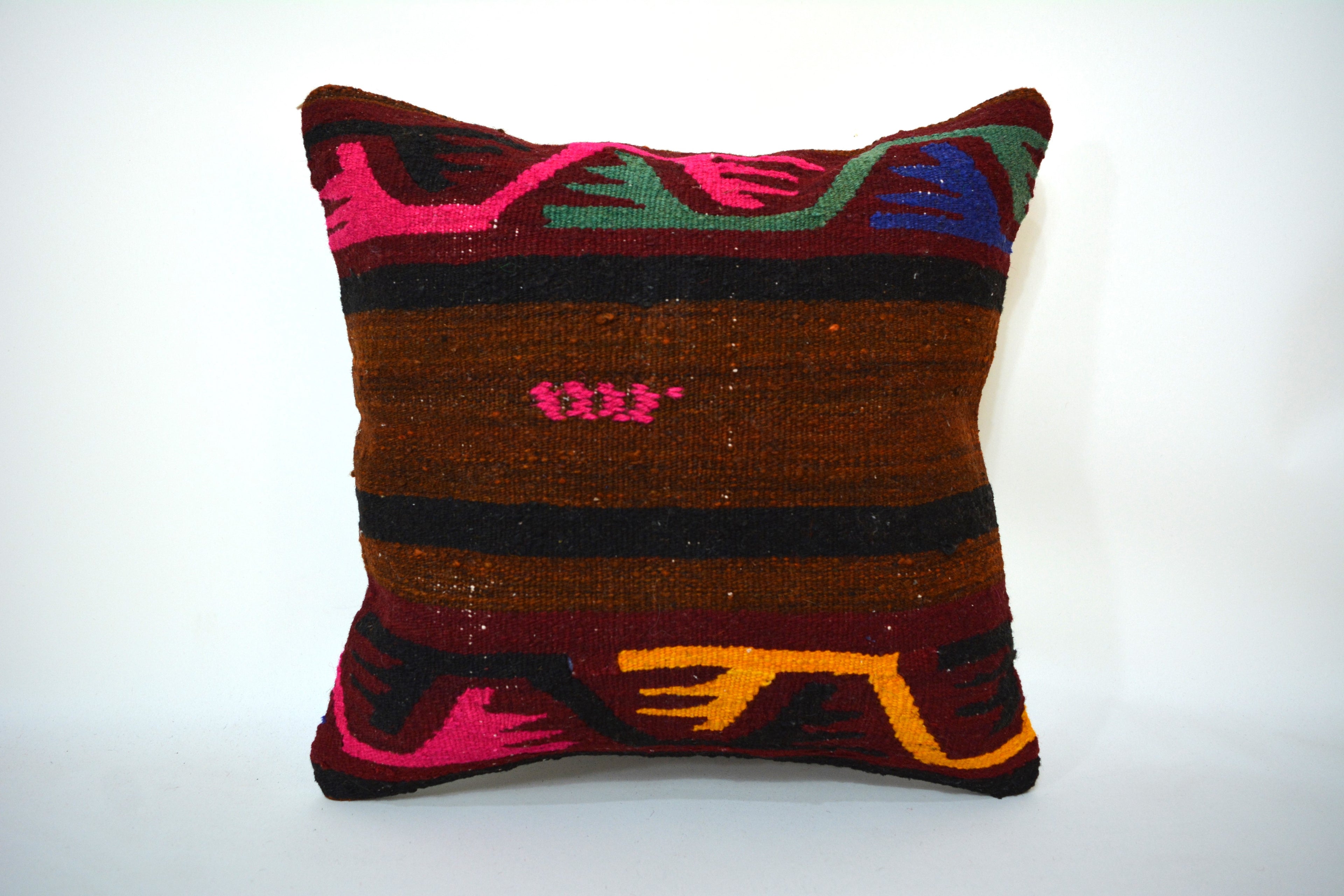 Decoratief Kussen van Hergebruikte Kelim 40x40cm. // 16x16in.