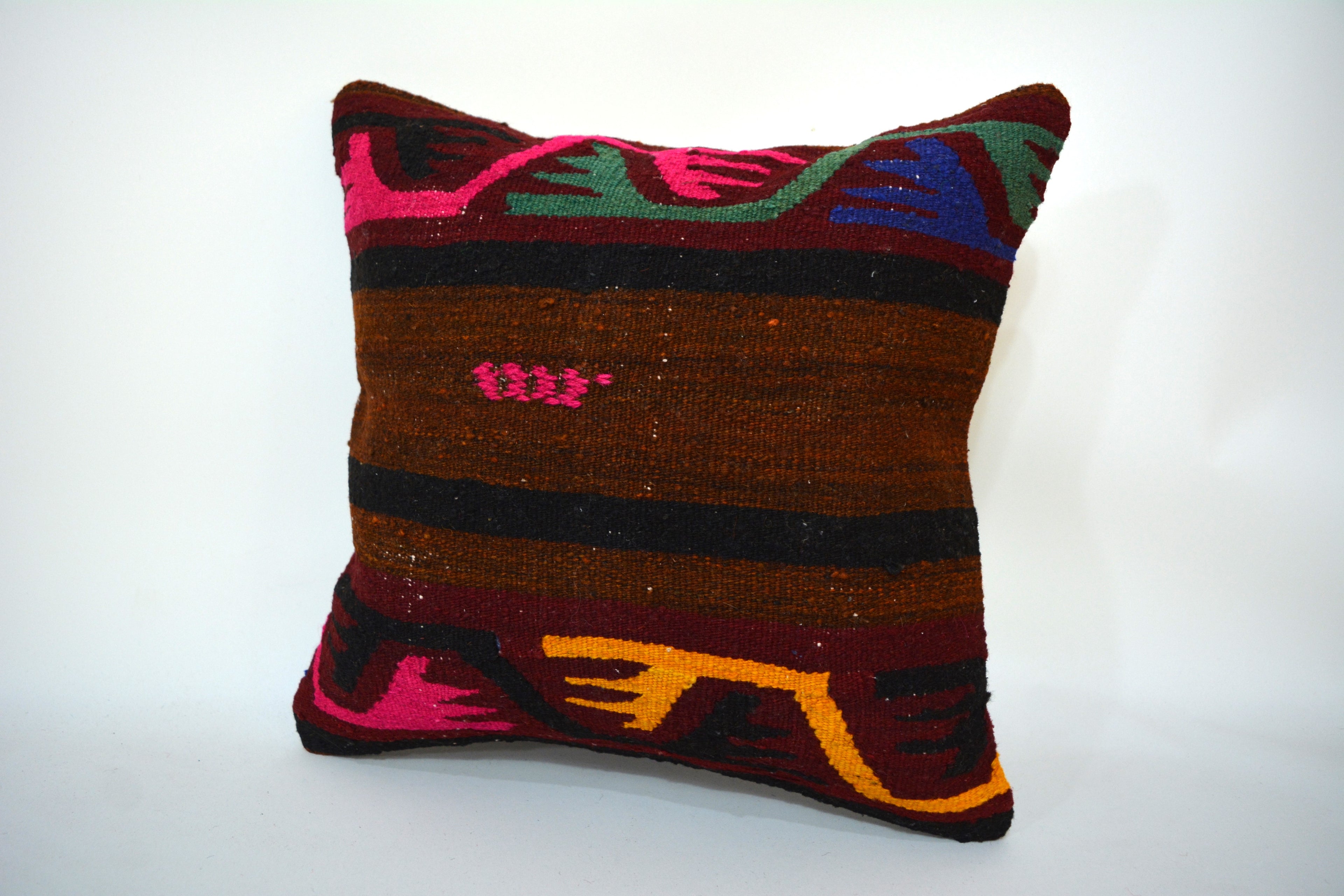 Decoratief Kussen van Hergebruikte Kelim 40x40cm. // 16x16in.