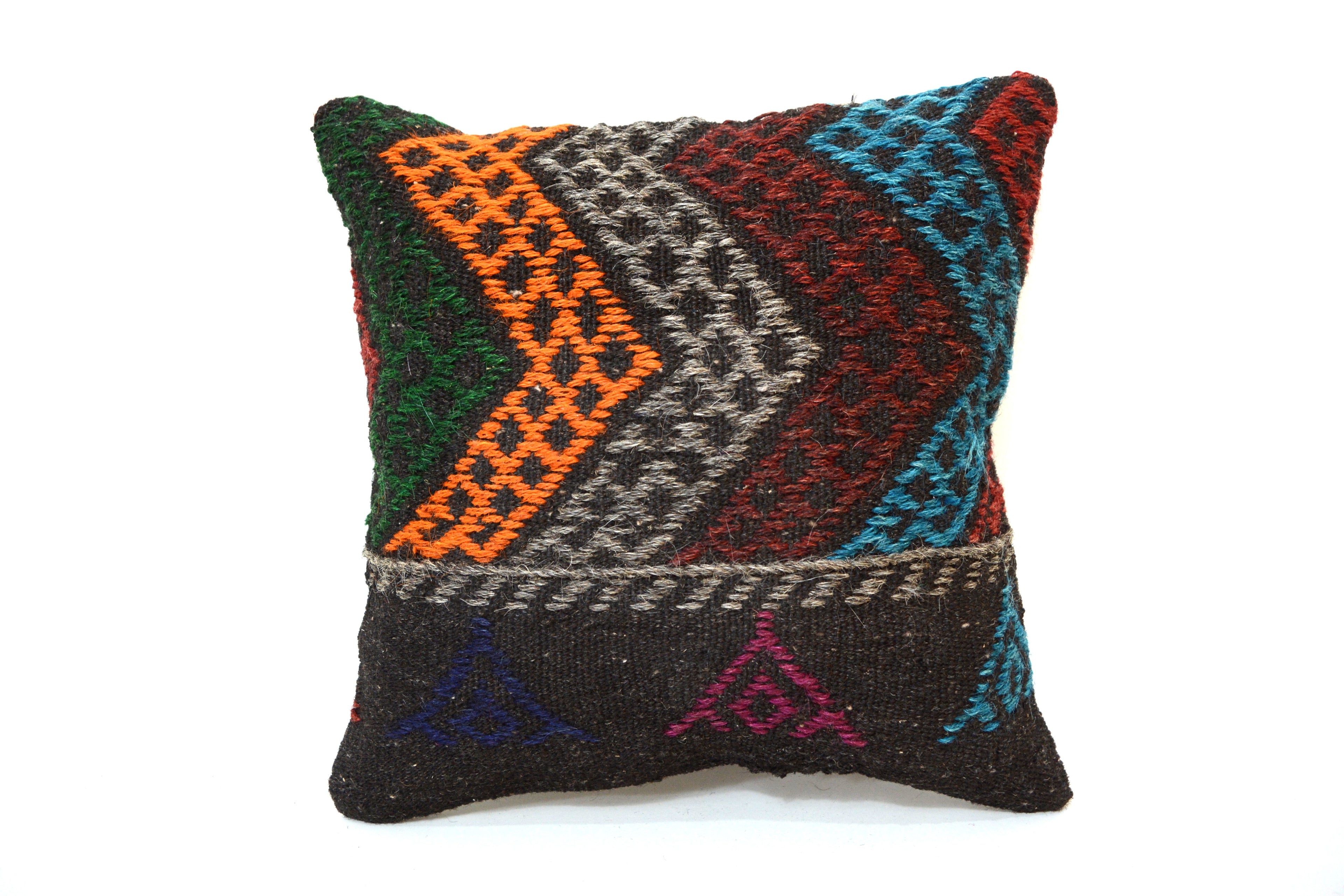 Decoratief Kussen van Hergebruikte Kelim 40x40cm. // 16x16in.