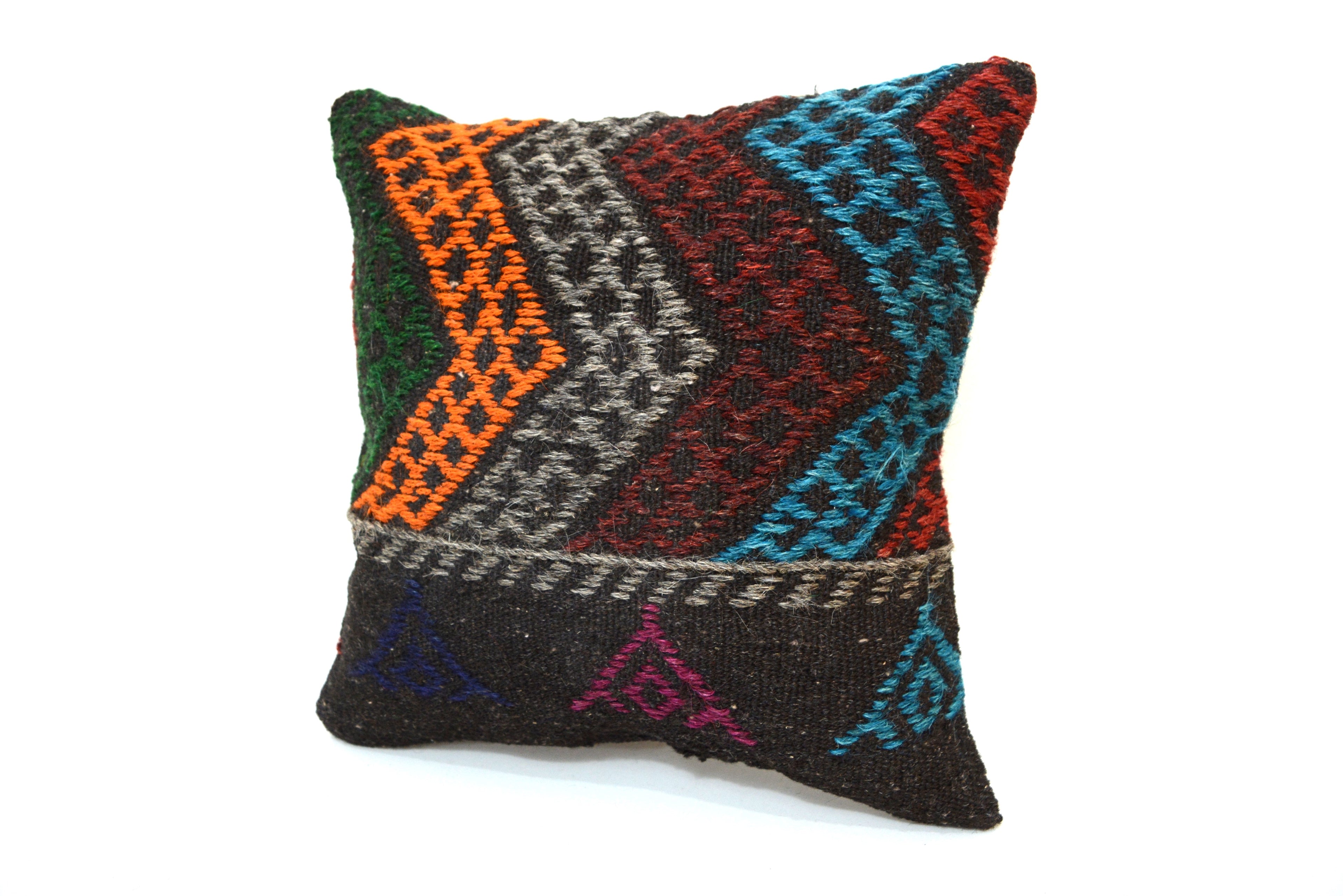 Decoratief Kussen van Hergebruikte Kelim 40x40cm. // 16x16in.