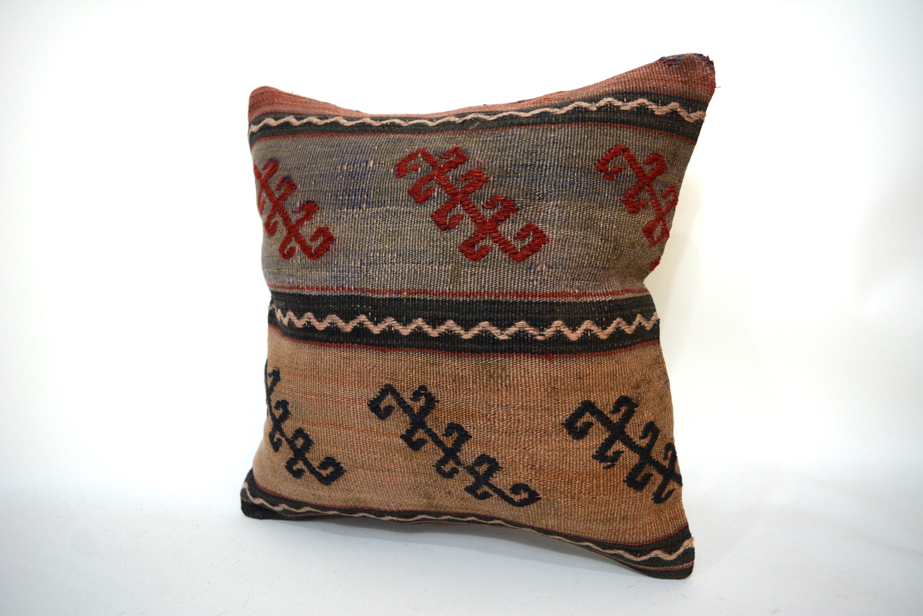 Decoratief Kussen van Hergebruikte Kelim 40x40cm. // 16x16in.