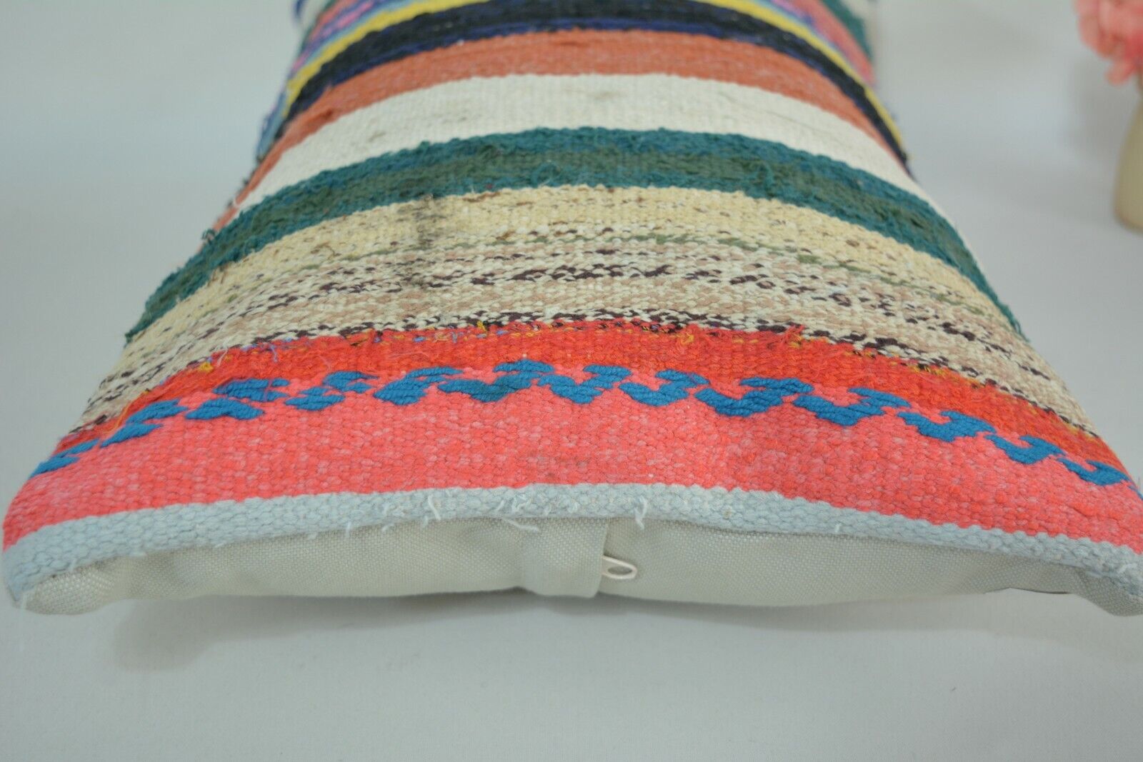Traditional Hand Made Kilim Pillow, Vintage Boho Kelim Kussenhoes 30x60cm. // 12x24in.. // 30x60cm. Multicolor Retro Vintage Pillow,
